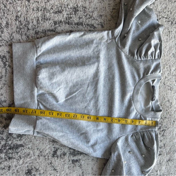 Laurel Grey grey embellished puffy sleeve with pearls silver beads top Sz Small - Picture 7 of 7